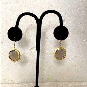 Gold Round Stone Earrings
